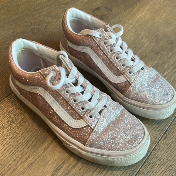 Vans Old Skool Pink Glitter Sneakers | Girls Size 3 - Picture 5 of 12